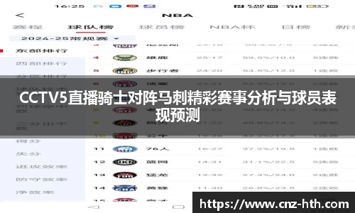 CCTV5直播骑士对阵马刺精彩赛事分析与球员表现预测